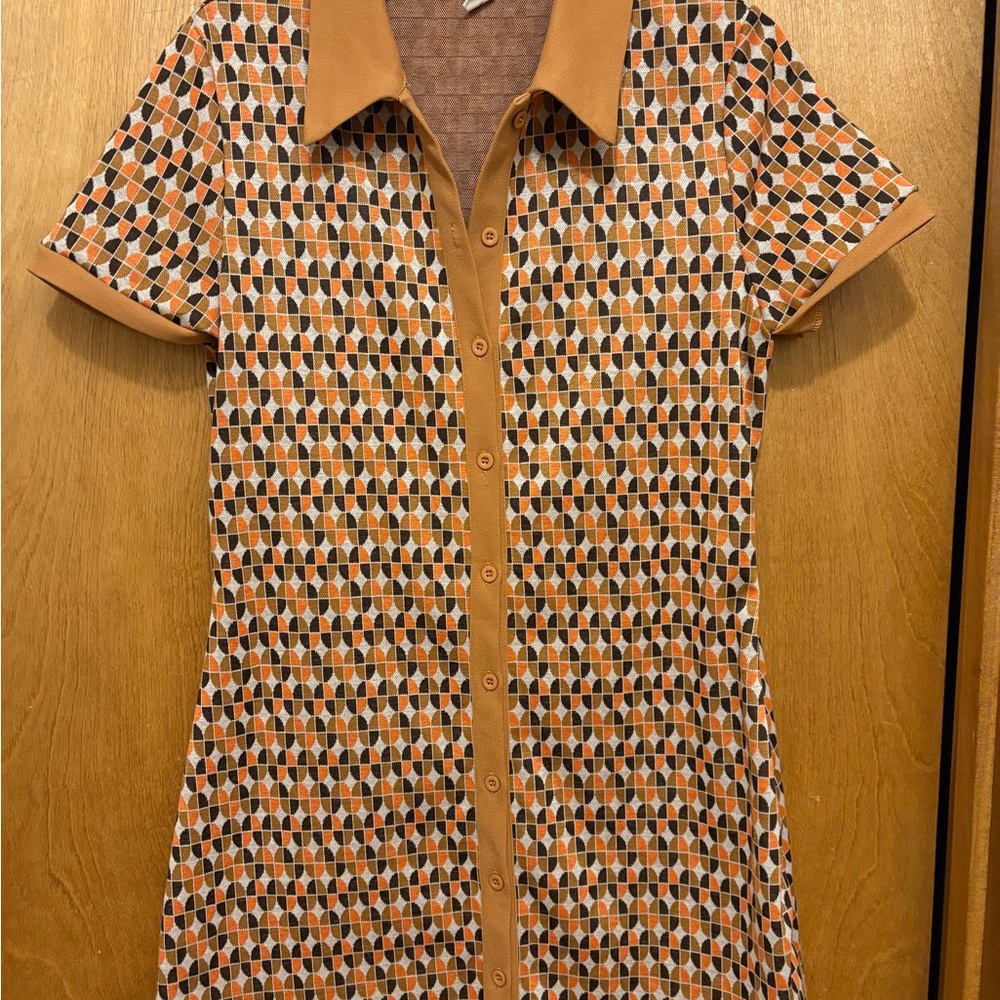 Geometric Patterned Button-Up Dress - image 1